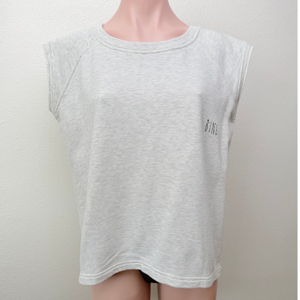 Anine Bing Gray Sleeveless Sweater Minimalist Logo Top SM